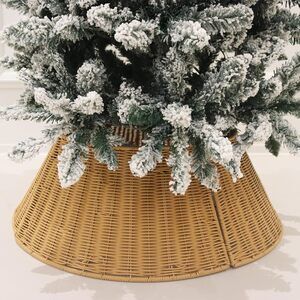 Senjie Tan Brown 22 Inch Wicker Christmas Tree Skirt Collar